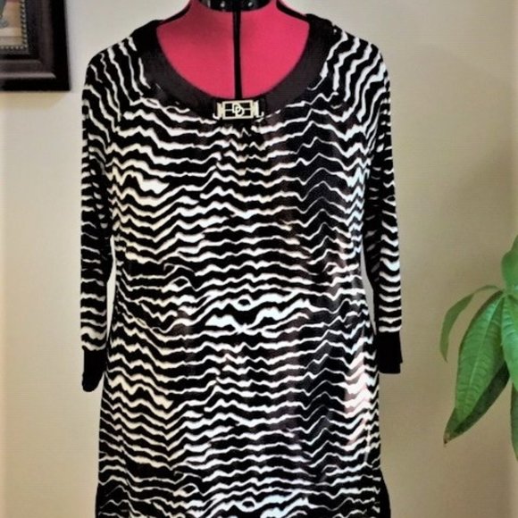 Dusak Designs Brown/Cream Striped Dress/Size XL/Style 4067ML - Picture 1 of 9